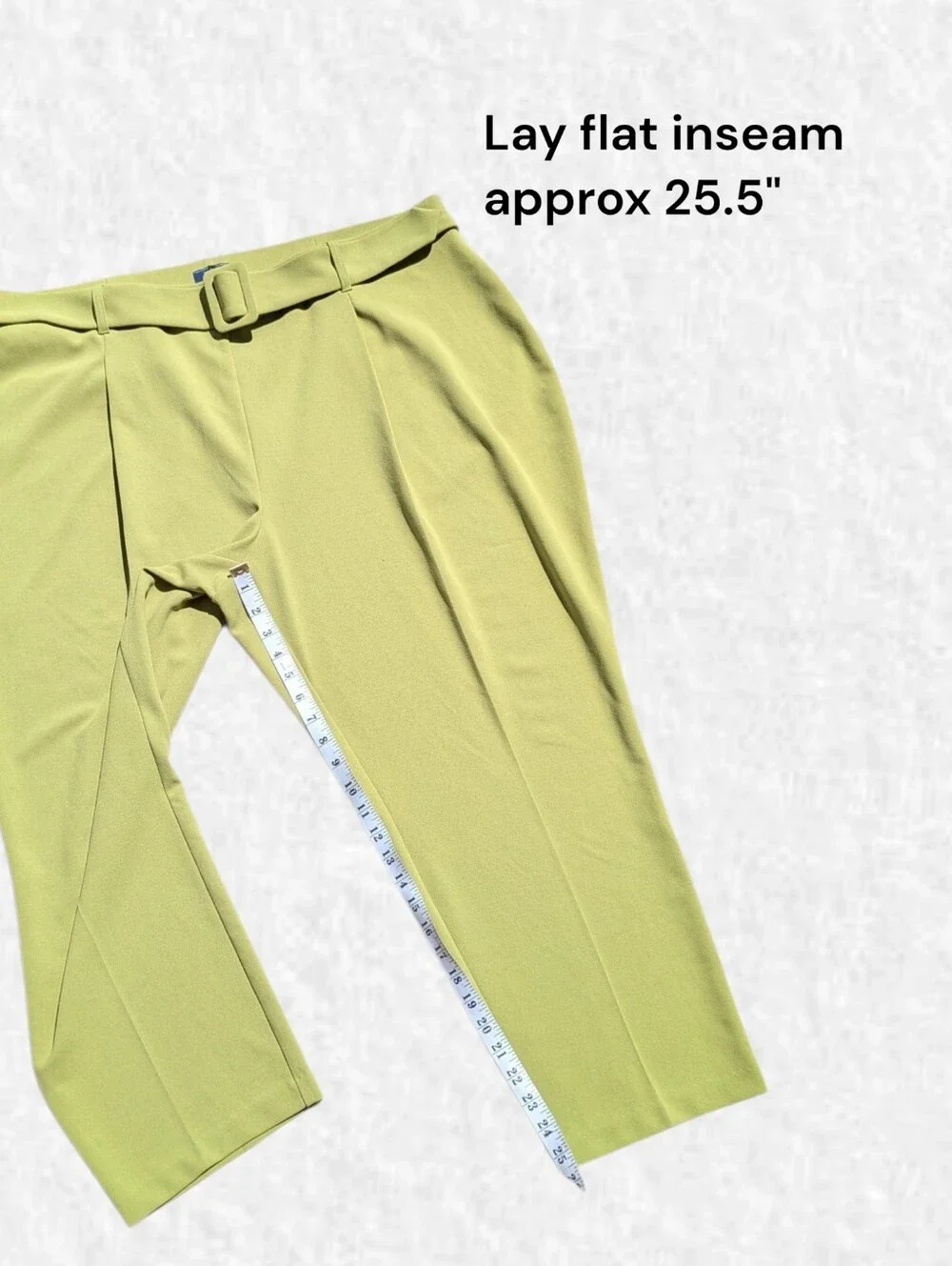New York Company Plus Size 22: High-Rise Belted Crop Dress Pants in Lime Green - Picture 7 of 7